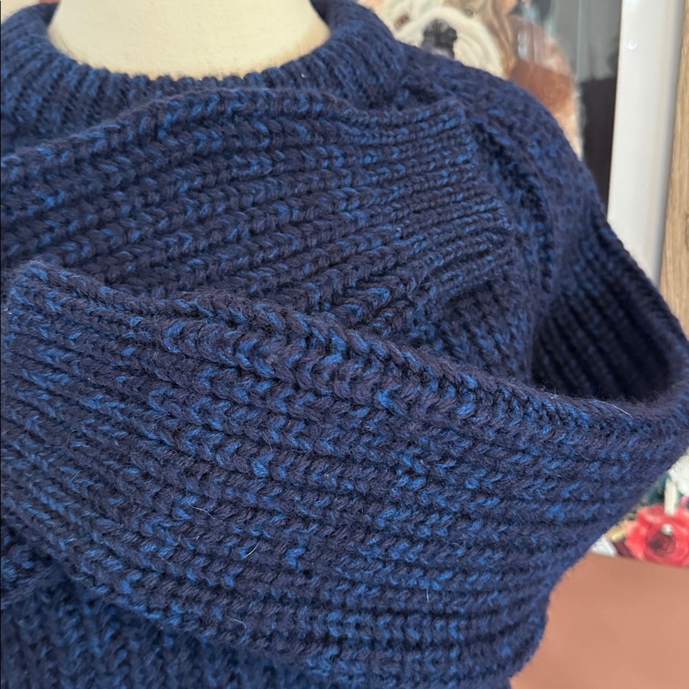 Vintage Cornish Jumpers Pure Wool Navy Royal Blue Women's M collar Sweater - Picture 4 of 13